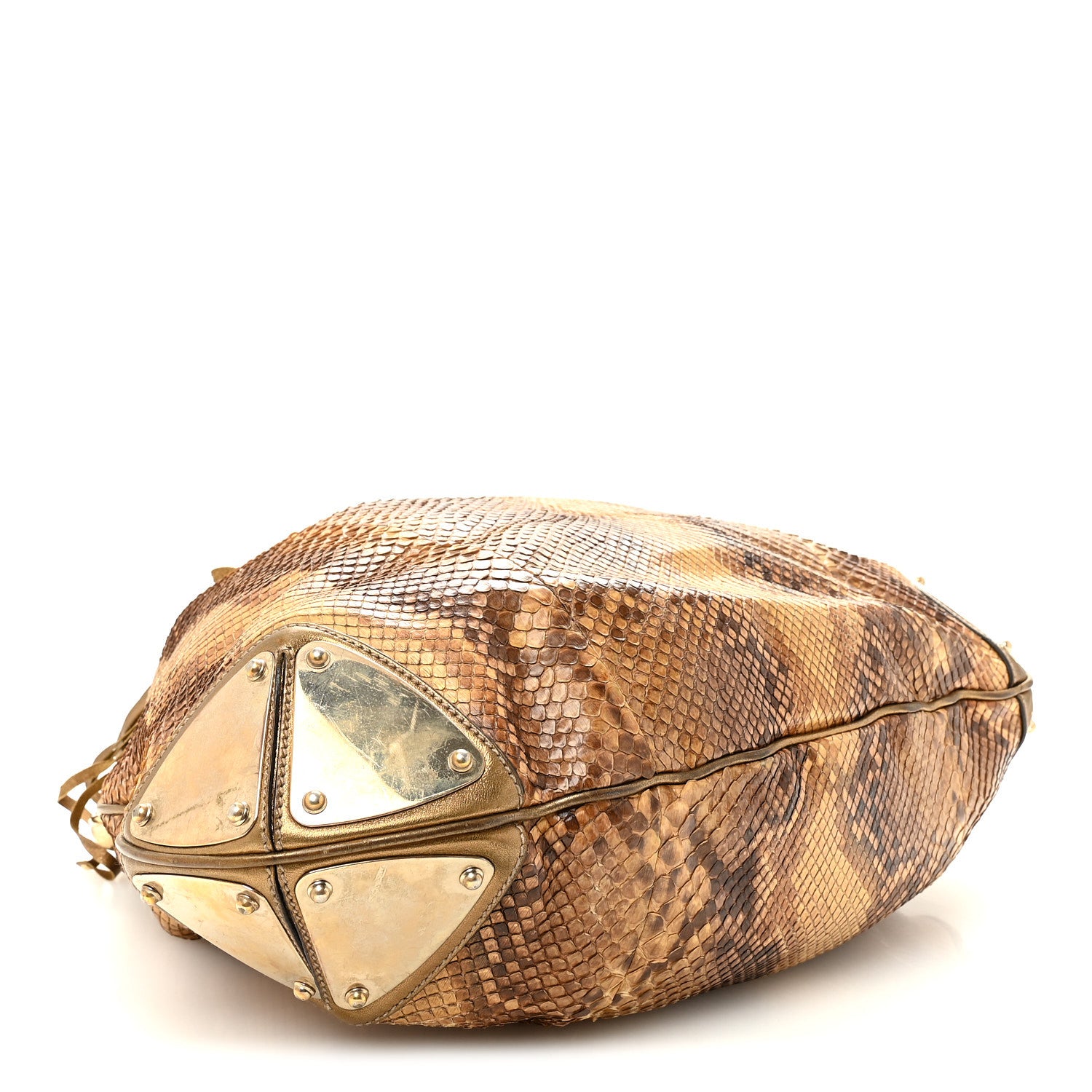 Gucci Snakeskin Large Indy Top Handle Hobo Gold 4 of 10