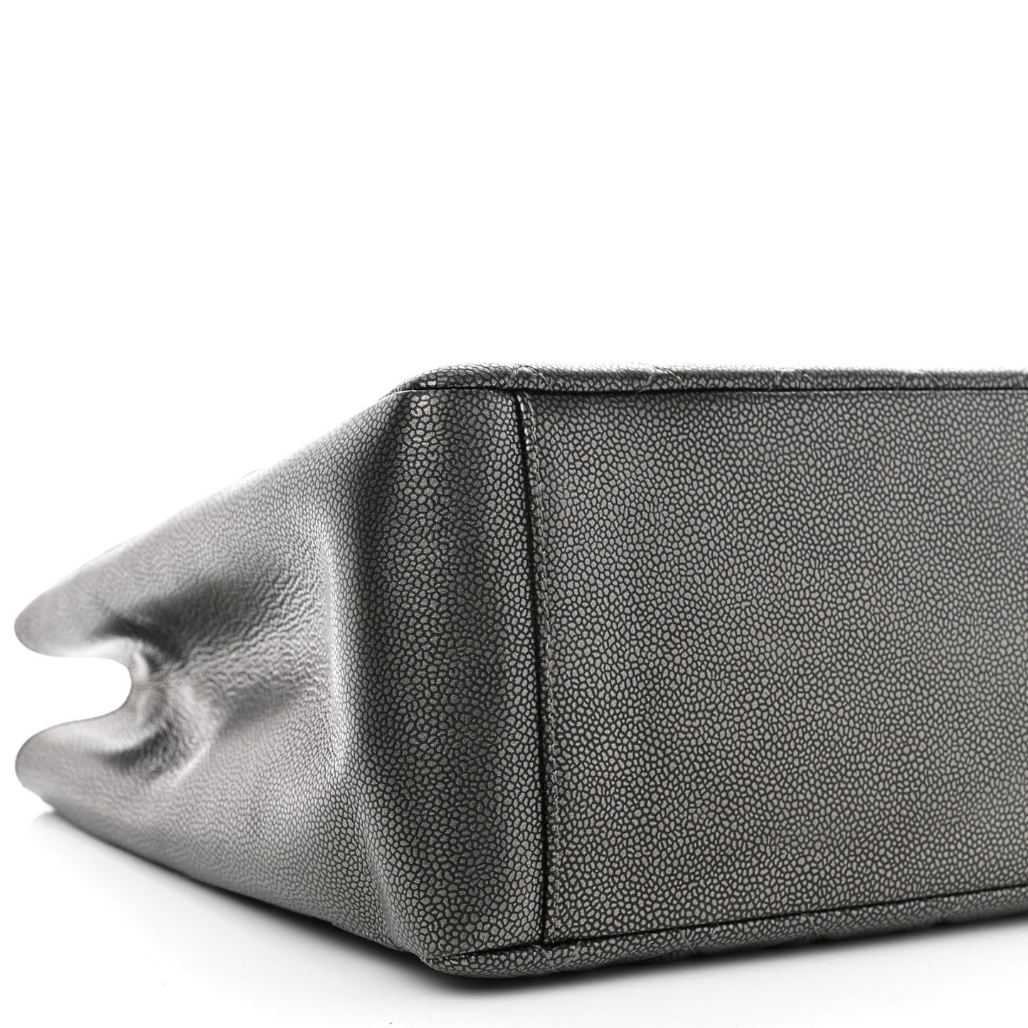 Metallic Caviar Quilted Grand Shopping Tote GST Dark Silver