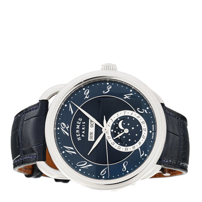 Hermes Stainless Steel Alligator 43mm Arceau Grande Lune Automatic Watch Bleu Abysse 2 of 4