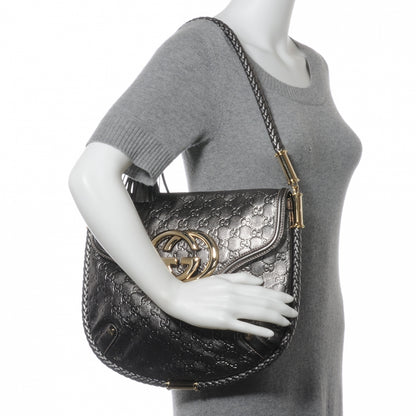 Gucci Guccissima Britt Tassel Shoulder Bag Gunmetal 2 of 7