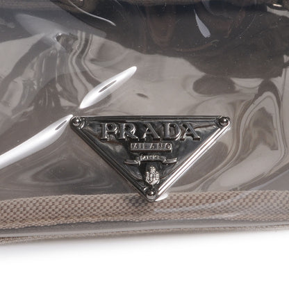 Prada Canvas Plexiglass Frame Crystal Cluster Bag Naturale 4 of 7