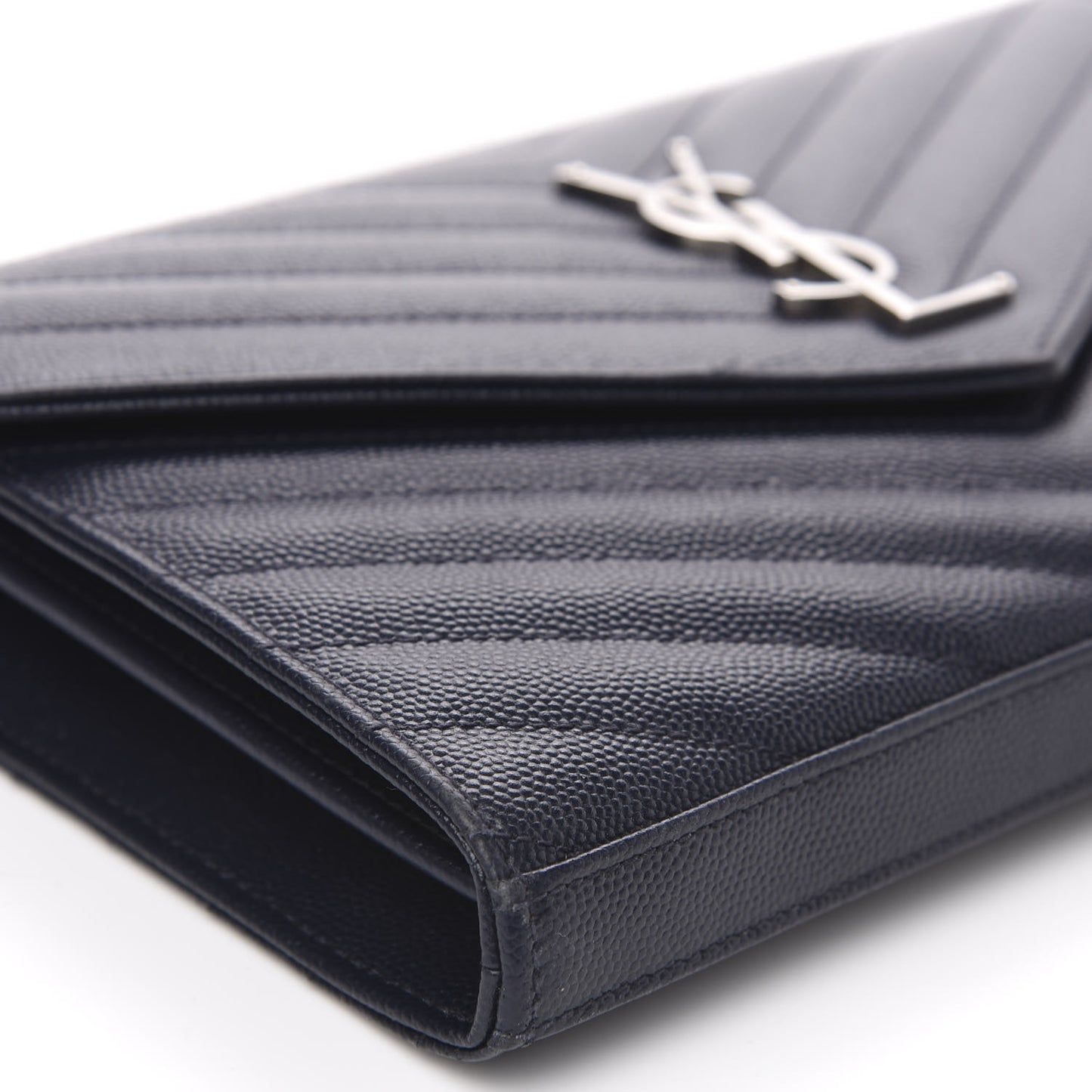 Grain De Poudre Matelasse Chevron Monogram Chain Wallet Deep Marine