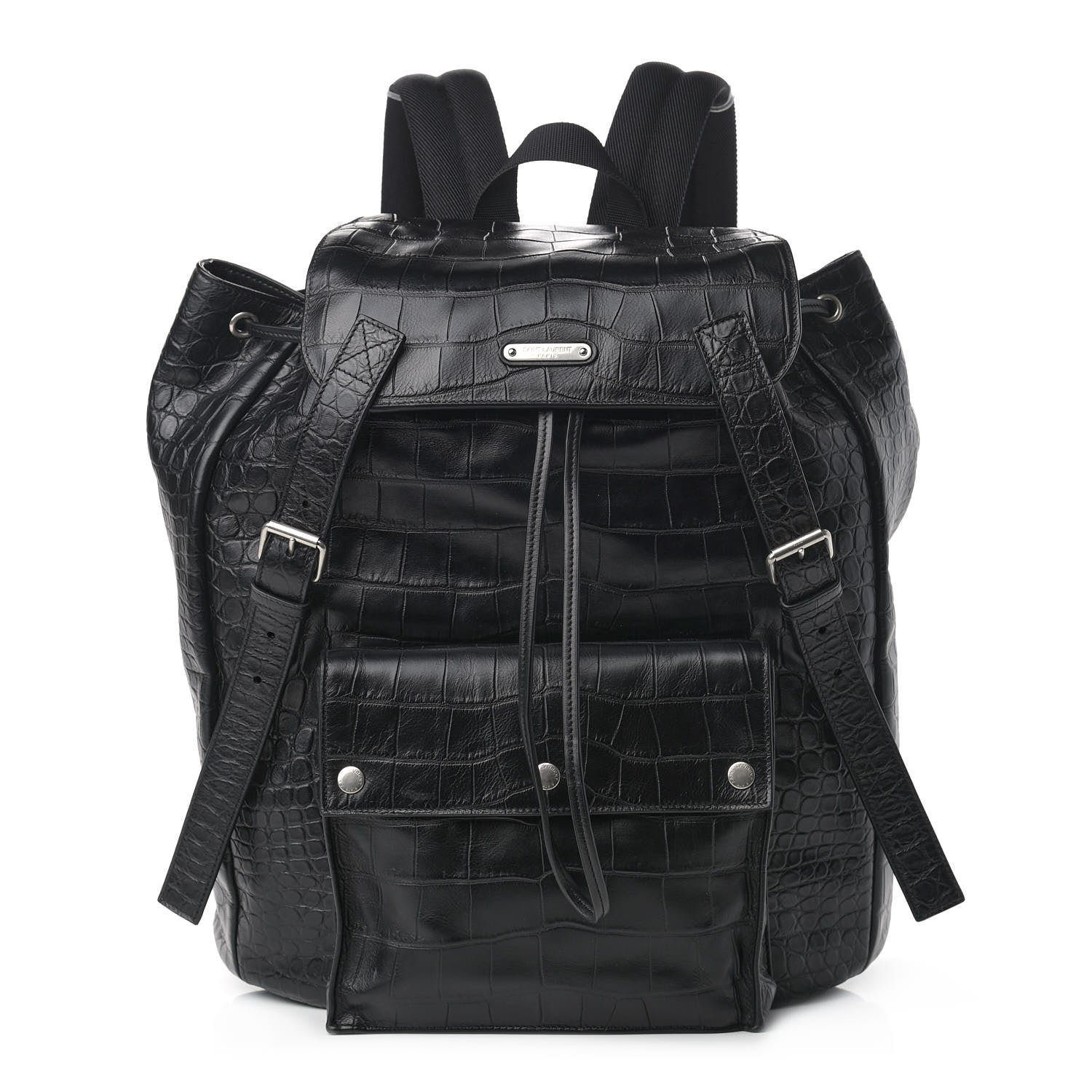 Saint Laurent Crocodile Embossed Lambskin Noe Backpack Black 1 of 9