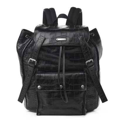 Saint Laurent Crocodile Embossed Lambskin Noe Backpack Black 1 of 9