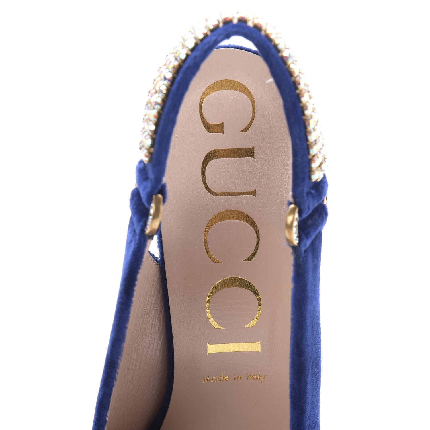Gucci Velvet Crystal Square G Madelyn Slingbacks 40 Cobalt Blue 8 of 11