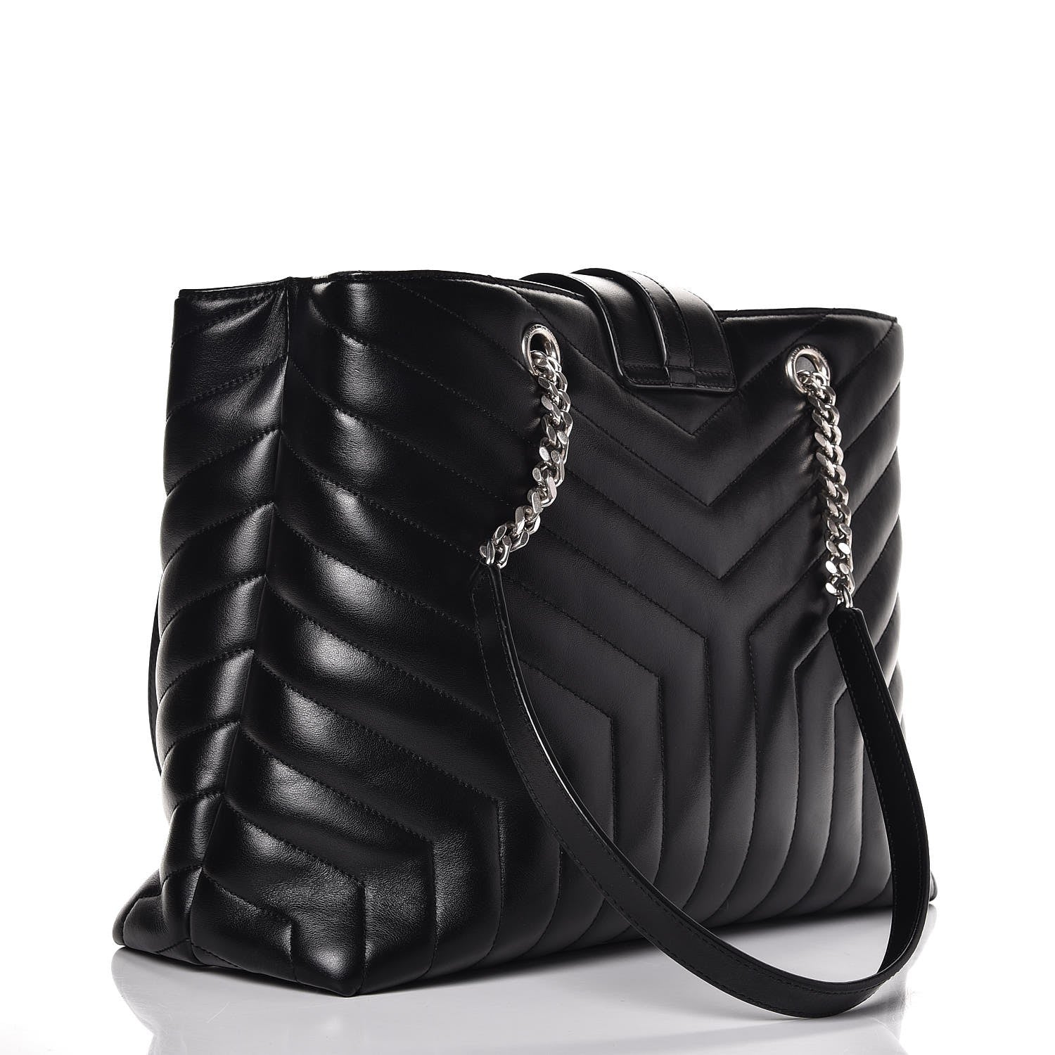 Saint Laurent Calfskin Y Quilted Monogram Large Loulou Shopper Black 4 of 8