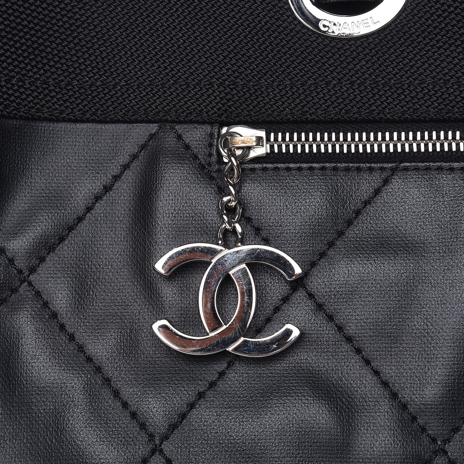 Chanel Coated Canvas Stitched XL Paris Biarritz Tote Black 10 of 10