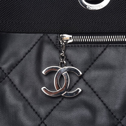 Chanel Coated Canvas Stitched XL Paris Biarritz Tote Black 10 of 10