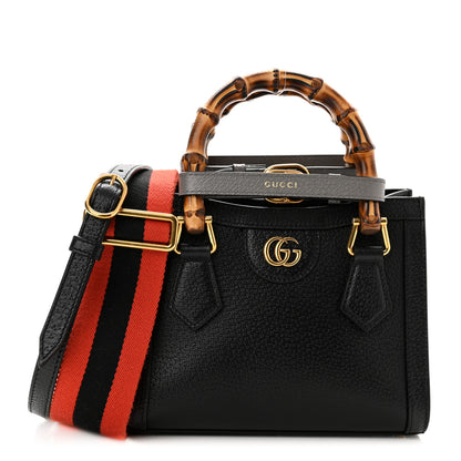 Gucci Textured Dollar Calfskin Web Mini Diana Tote Bag Black 1 of 10
