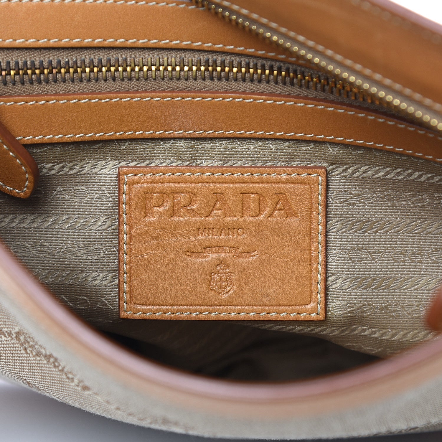 Prada Jacquard Logo Small Flat Messenger Bag Corda Cuoio 7 of 13