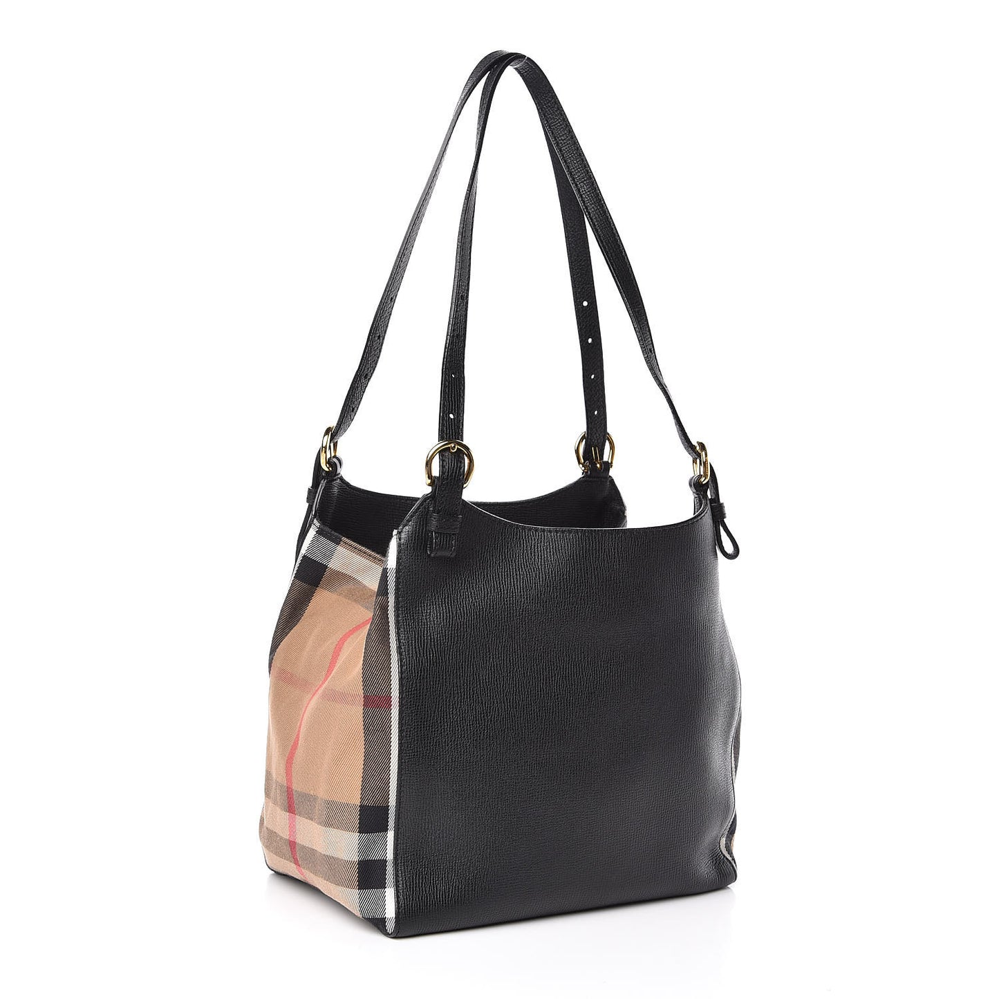 Grainy Calfskin House Check Small Canterbury Black