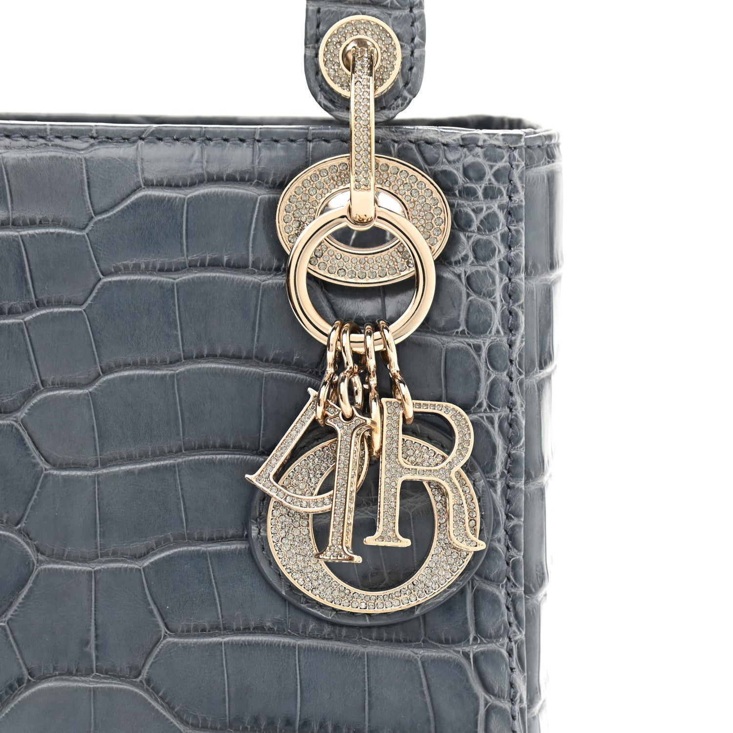 Christian Dior Alligator Crystal Mini Lady Dior Blue 7 of 9