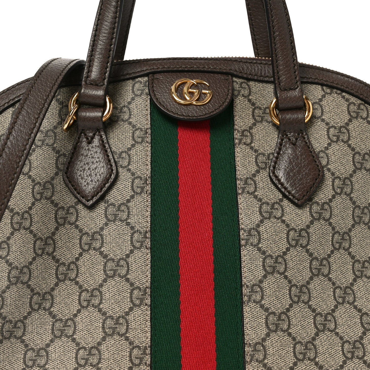 Gucci GG Supreme Monogram Web Medium Ophidia Top Handle Dome Bag Brown 8 of 10
