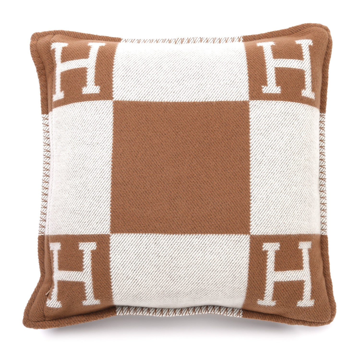 Hermes Wool Cashmere Avalon Pillow PM Ecru Camel 5 of 6