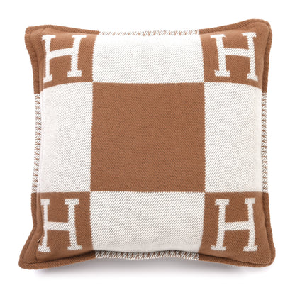 Hermes Wool Cashmere Avalon Pillow PM Ecru Camel 5 of 6