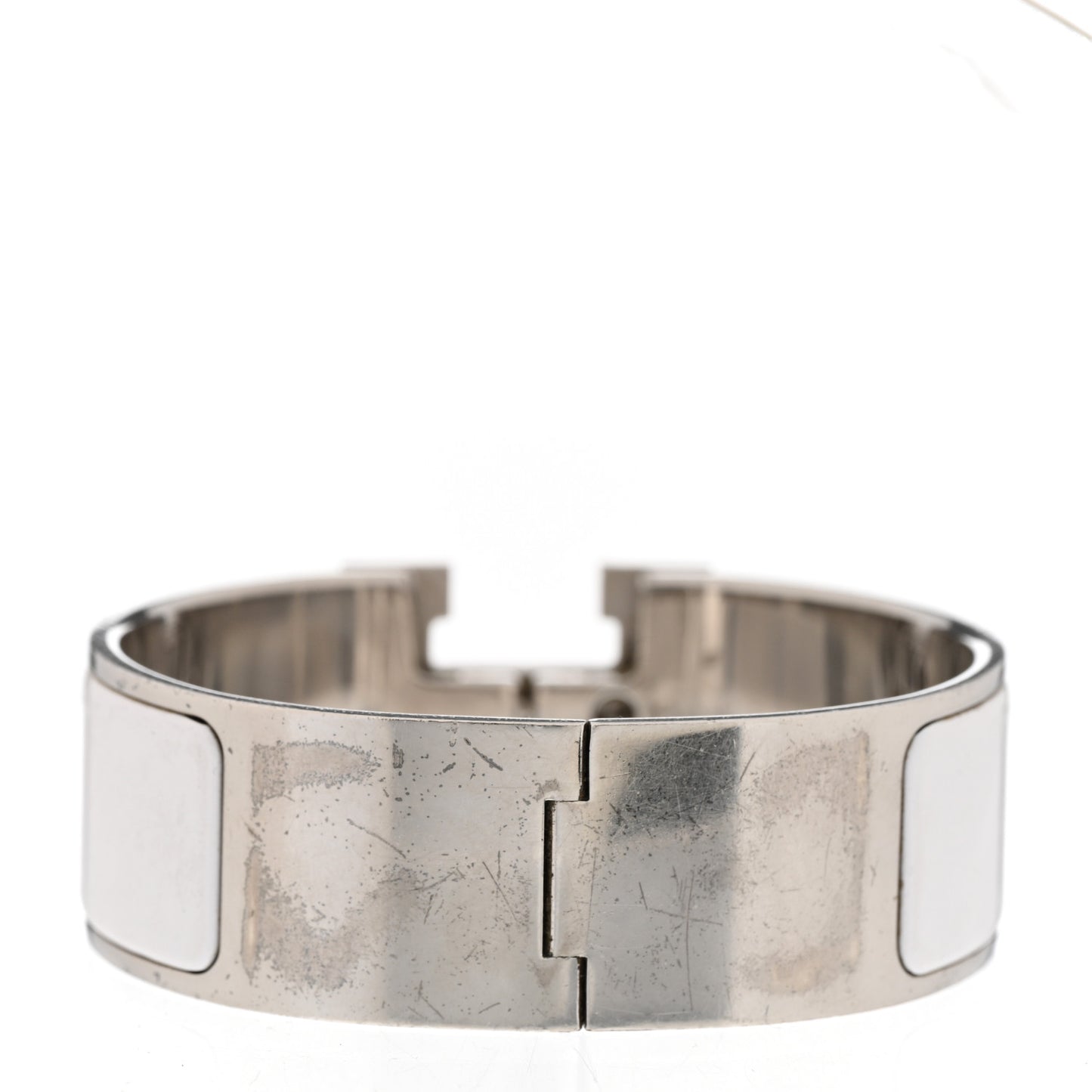 Enamel Wide Clic Clac H Bracelet GM White