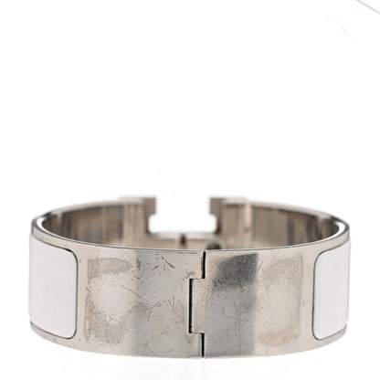 Hermes Enamel Wide Clic Clac H Bracelet GM White 3 of 5