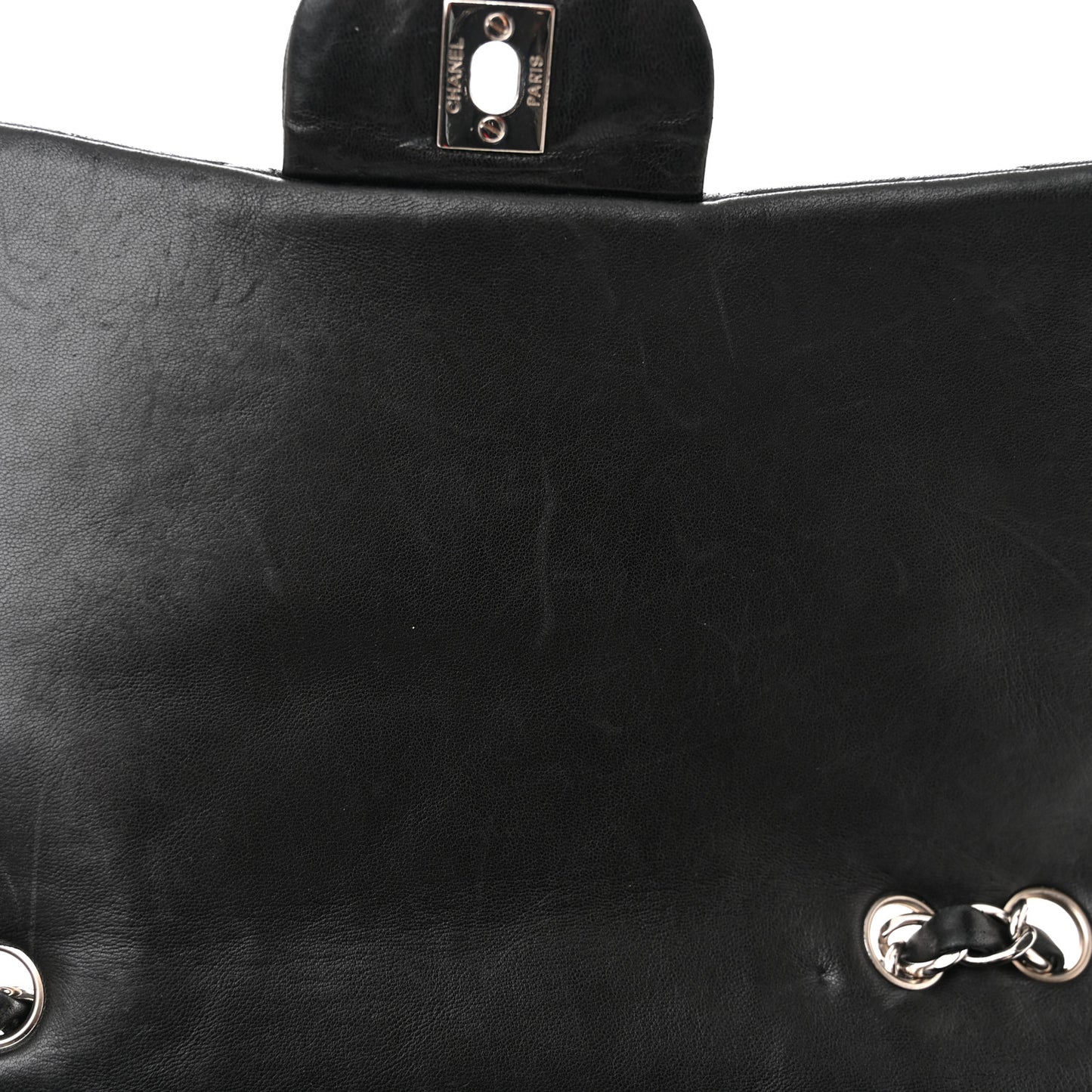 Lambskin Quilted Jumbo Single Flap Black