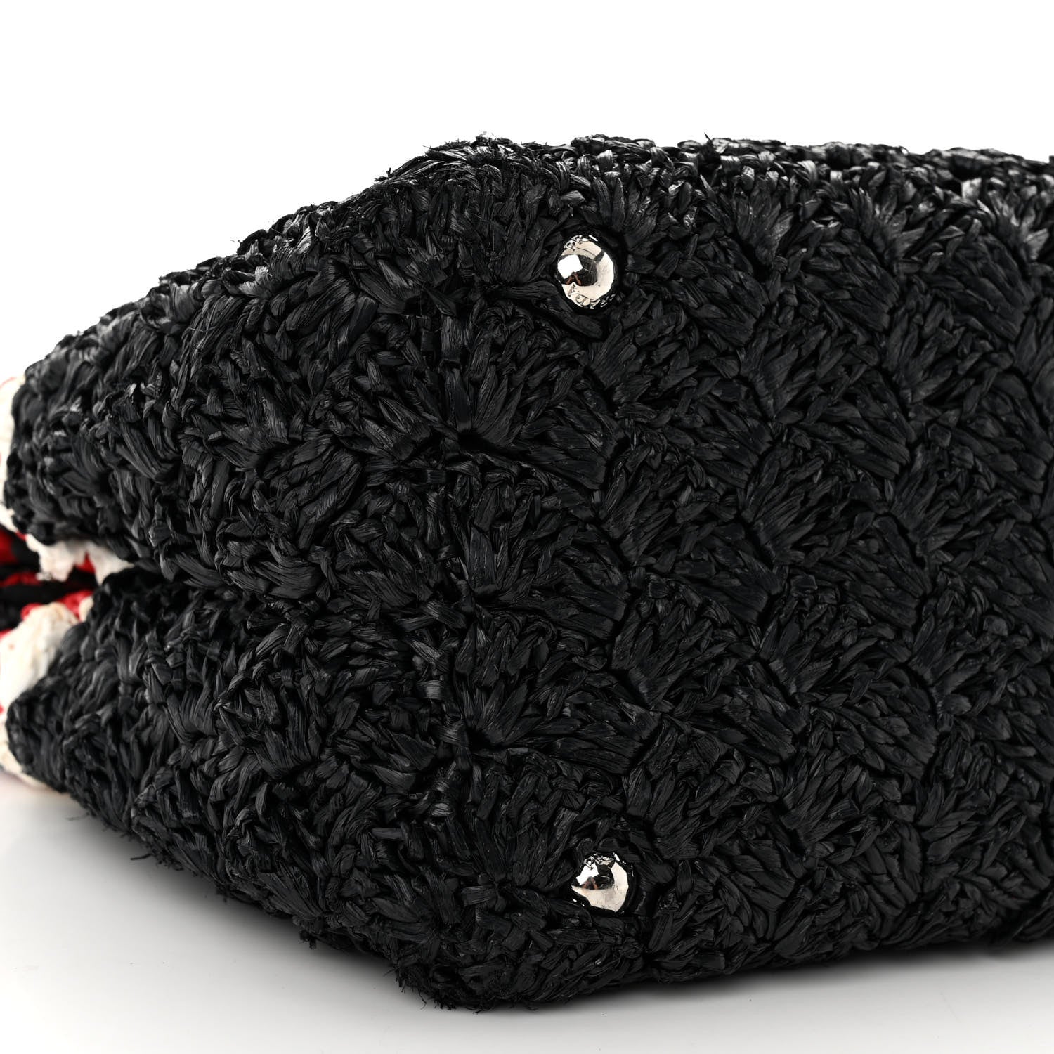 Prada Raffia Crochet Colorblock Medium Giardiniera Tote Black Fuoco 8 of 9