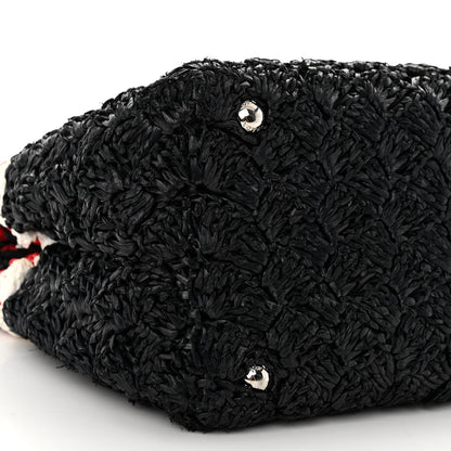 Prada Raffia Crochet Colorblock Medium Giardiniera Tote Black Fuoco 8 of 9