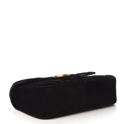 Gucci Velvet Matelasse Mini GG Marmont Shoulder Bag Black 4 of 10
