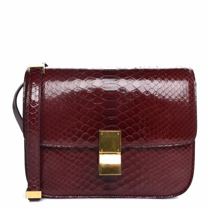 Celine Python Medium Classic Box Flap Bag Burgundy 1 of 7