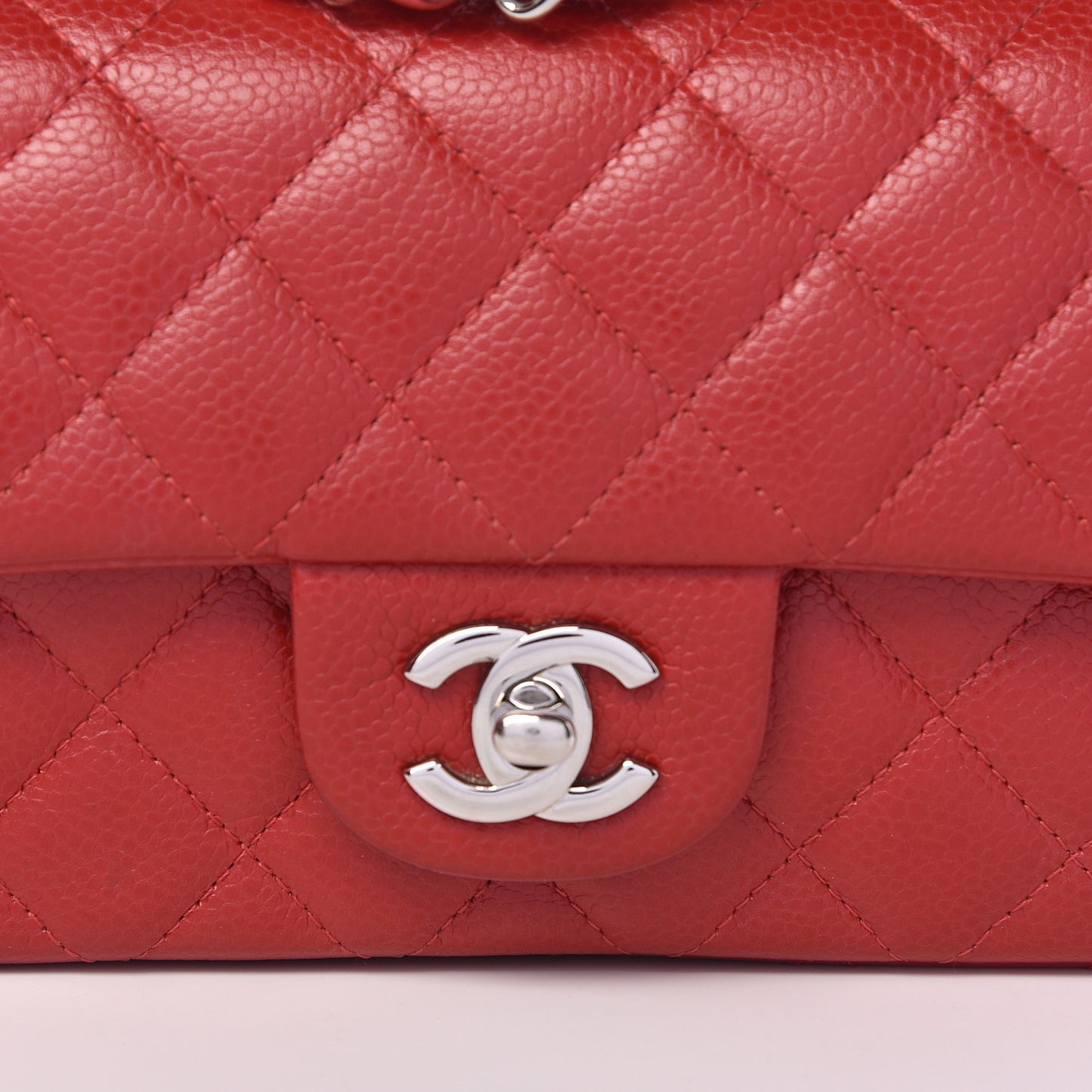 Caviar Quilted Mini Rectangular Flap Red