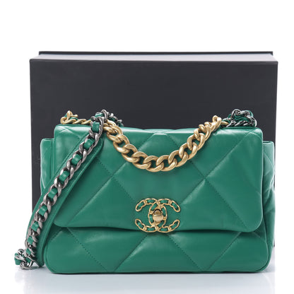 Chanel Lambskin Quilted Medium 19 Flap Green 11 of 11