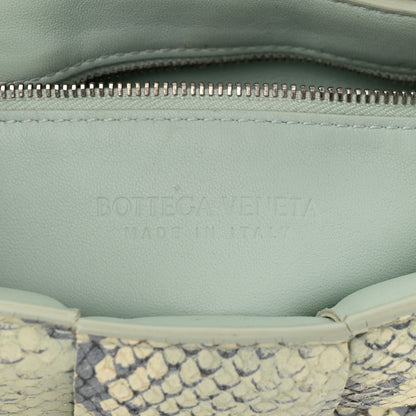Bottega Veneta Goatskin Python Embossed Padded Cassette Crossbody Bag Kiwi Black Silver 7 of 11