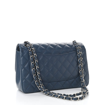 Chanel Caviar Quilted Jumbo Double Flap Navy Blue 2 of 11