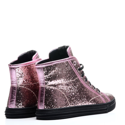 Gucci Nappa Glitter Galactica High Top Sneakers 38.5 Pink 4 of 9