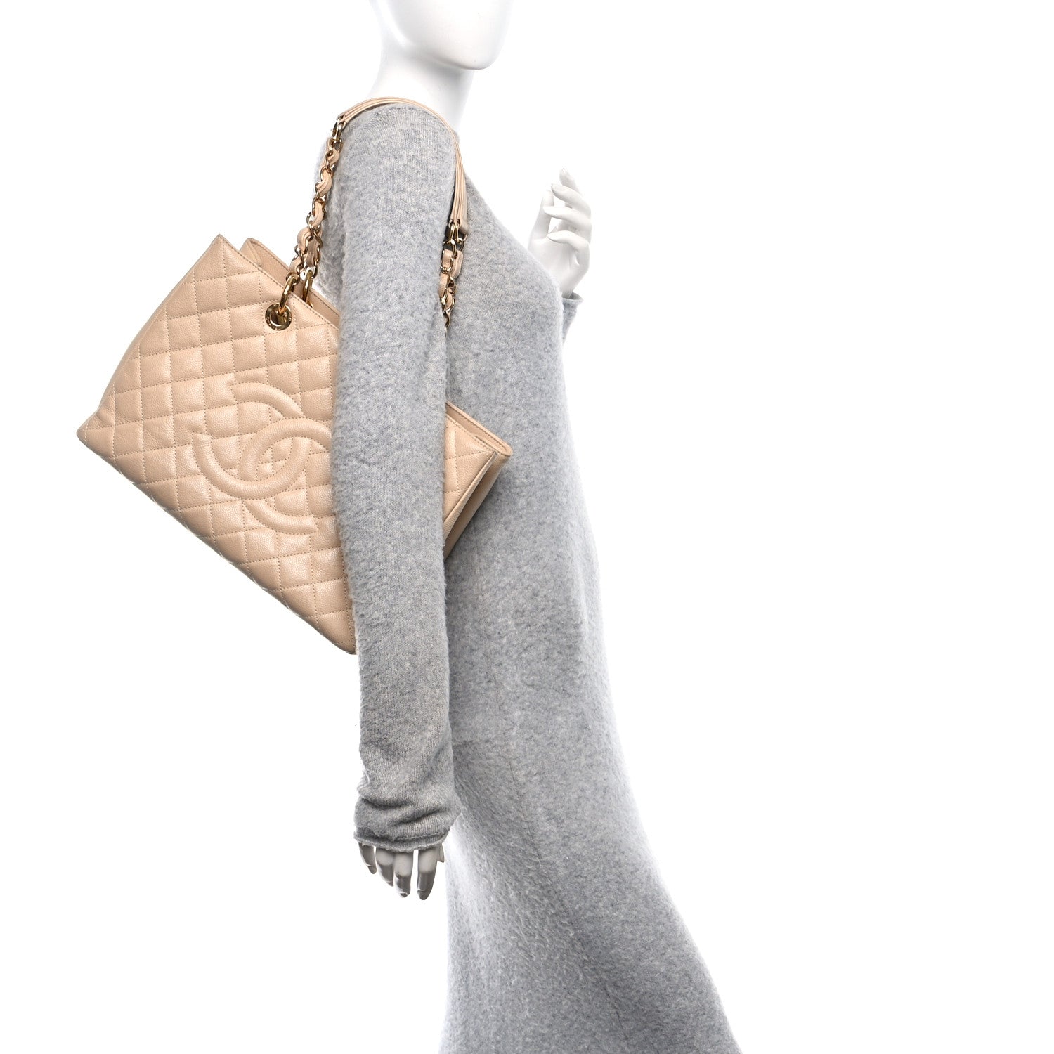 Chanel Caviar Quilted Grand Shopping Tote GST Beige Clair 2 of 10