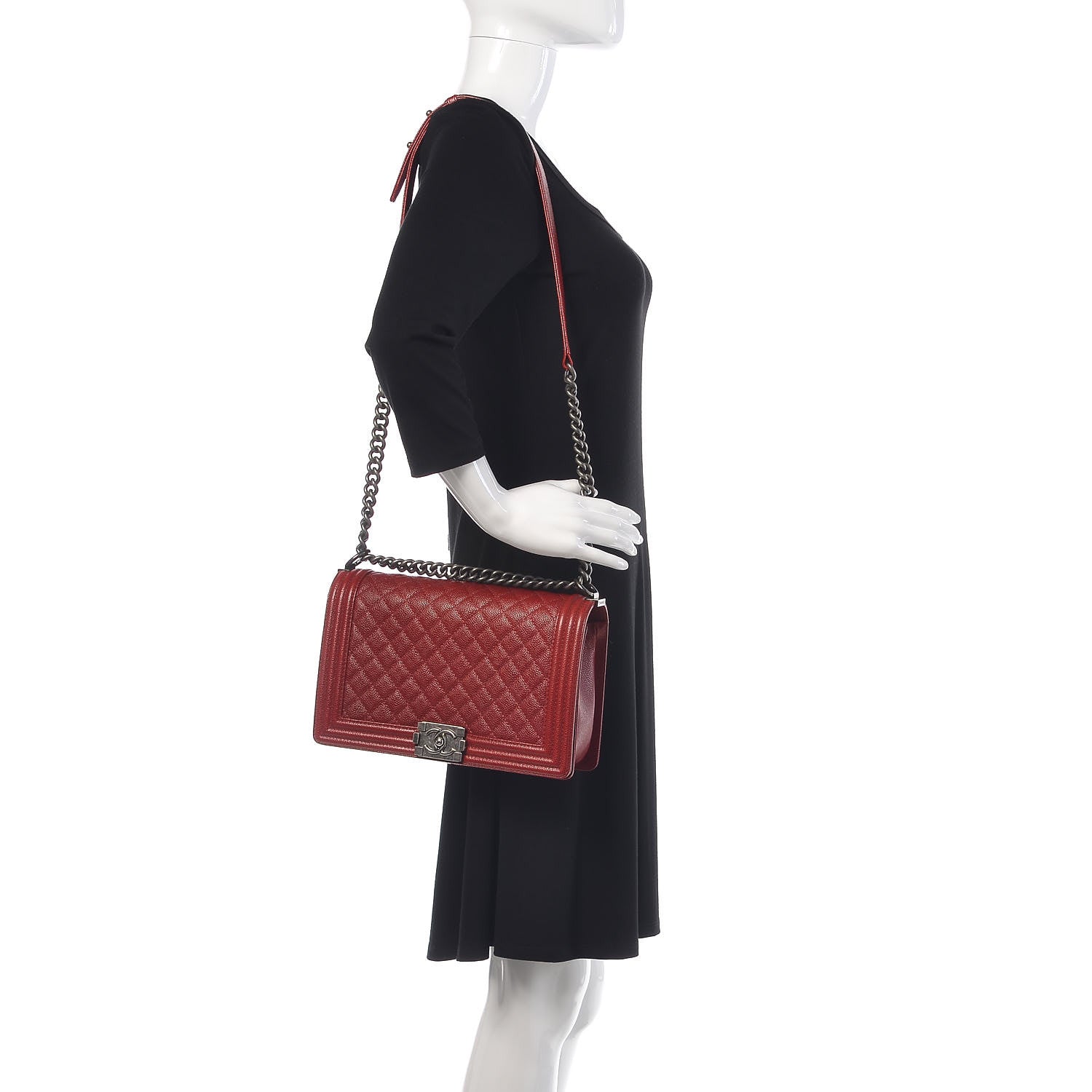Chanel Caviar Quilted New Medium Boy Flap Dark Red 2 of 16