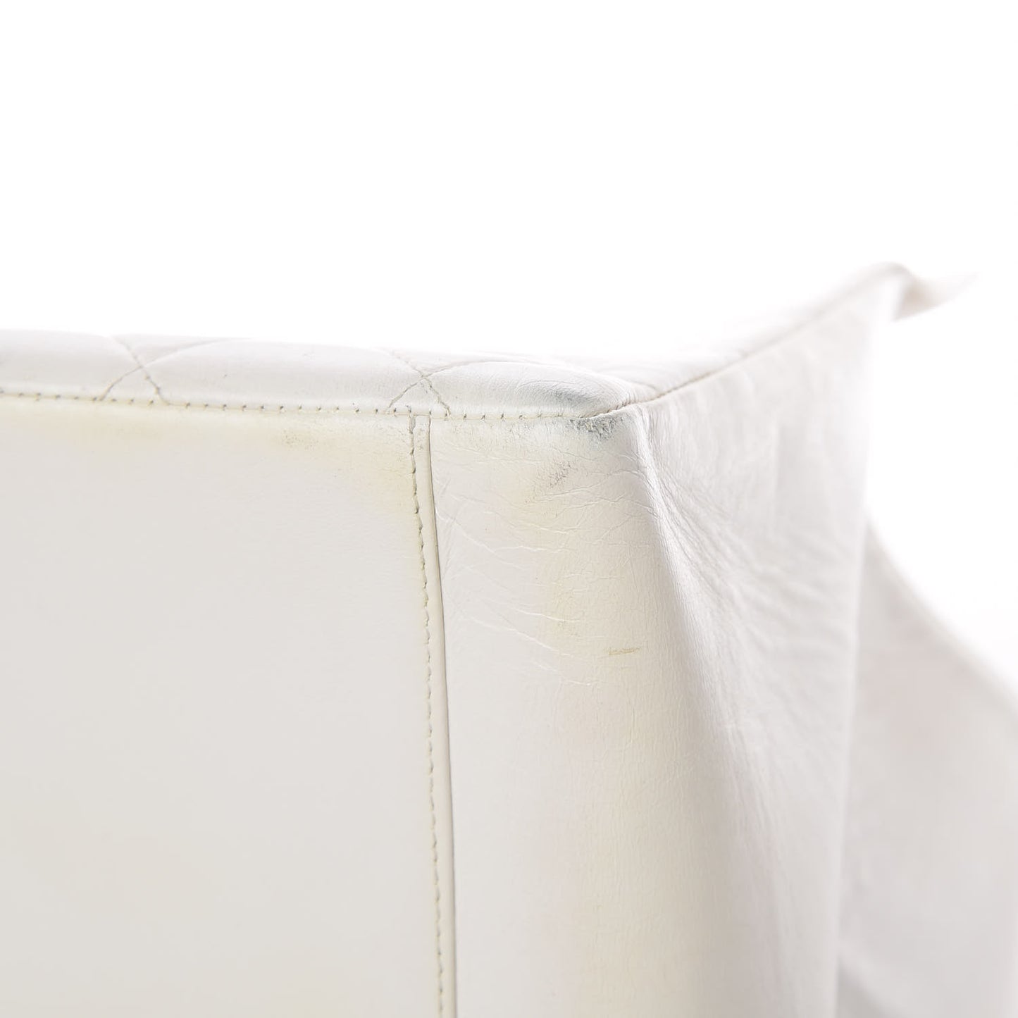 Calfskin Quilted Shopping Tote White