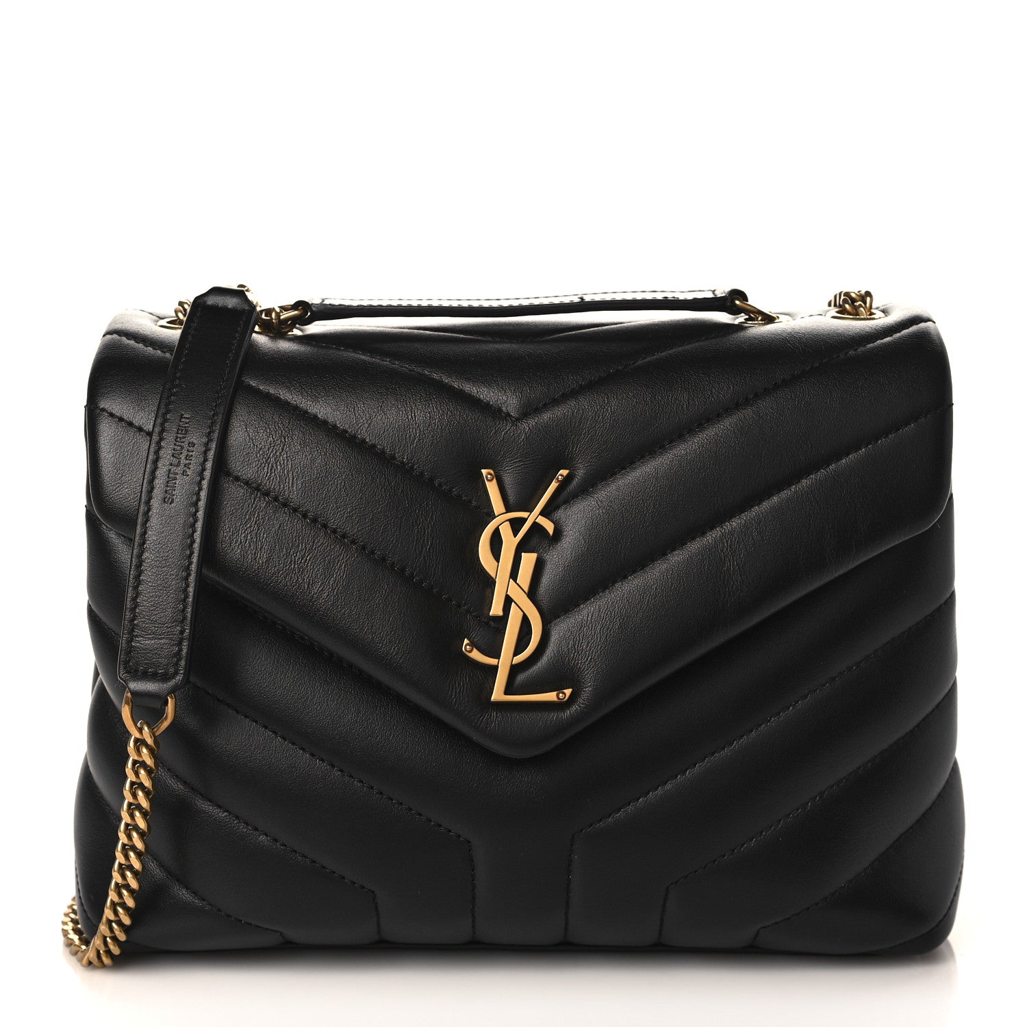 Saint Laurent Calfskin Y Quilted Monogram Small Loulou Chain Satchel Black 1 of 10