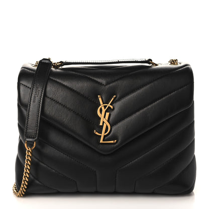 Saint Laurent Calfskin Y Quilted Monogram Small Loulou Chain Satchel Black 1 of 10