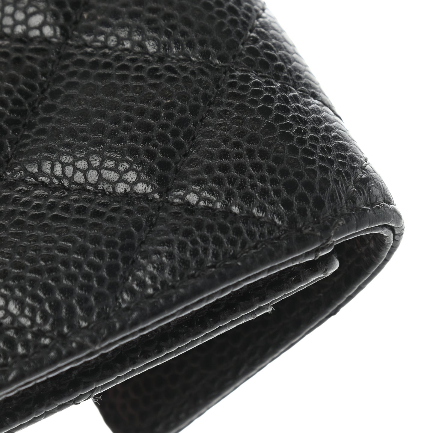 Caviar Quilted Flap Card Holder Black