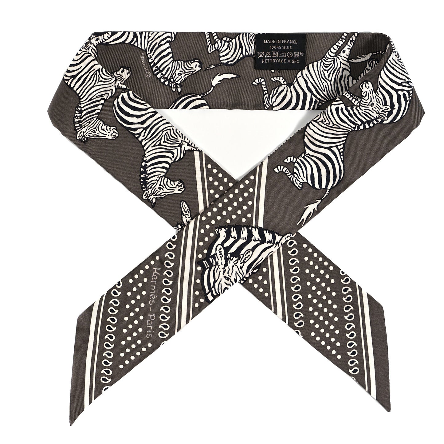 Silk Les Zebres Twilly Gris Taupe Black White