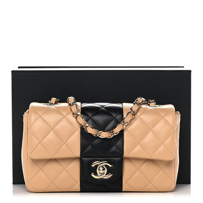 Chanel Lambskin Quilted Mini Rectangular Flap Beige Black 12 of 12