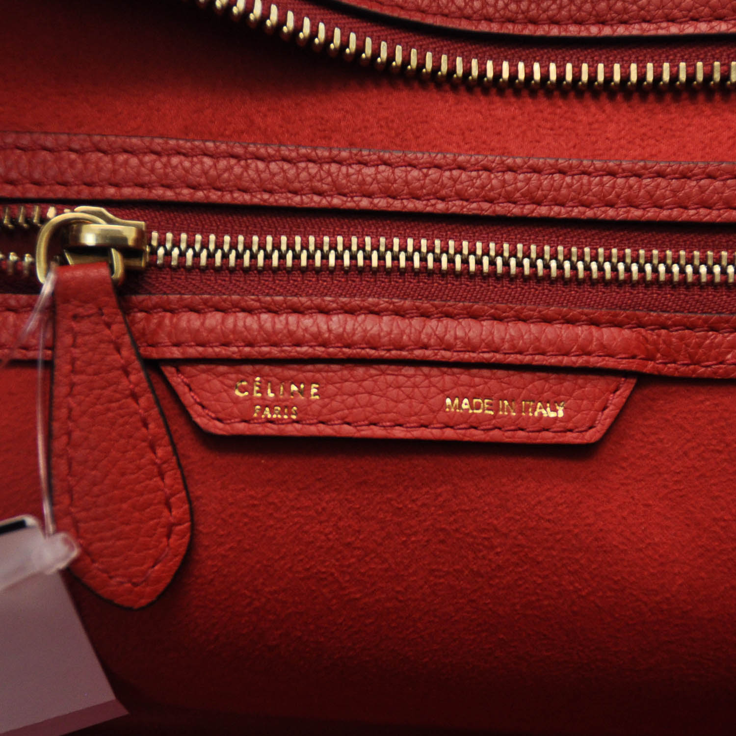 Celine Drummed Calfskin Mini Luggage Coquelicot 7 of 8