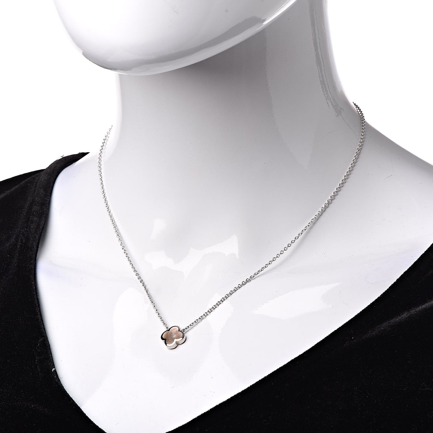 18K White Gold Gray Mother of Pearl Pure Alhambra Pendant Necklace