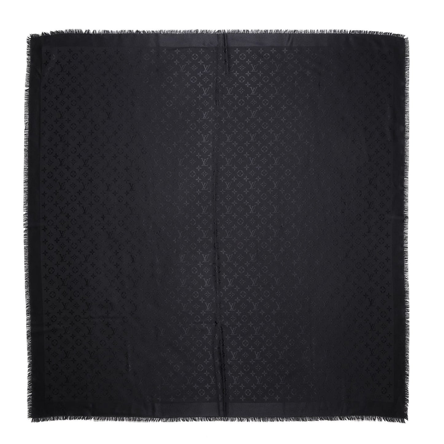 Silk Wool Monogram Shawl Black