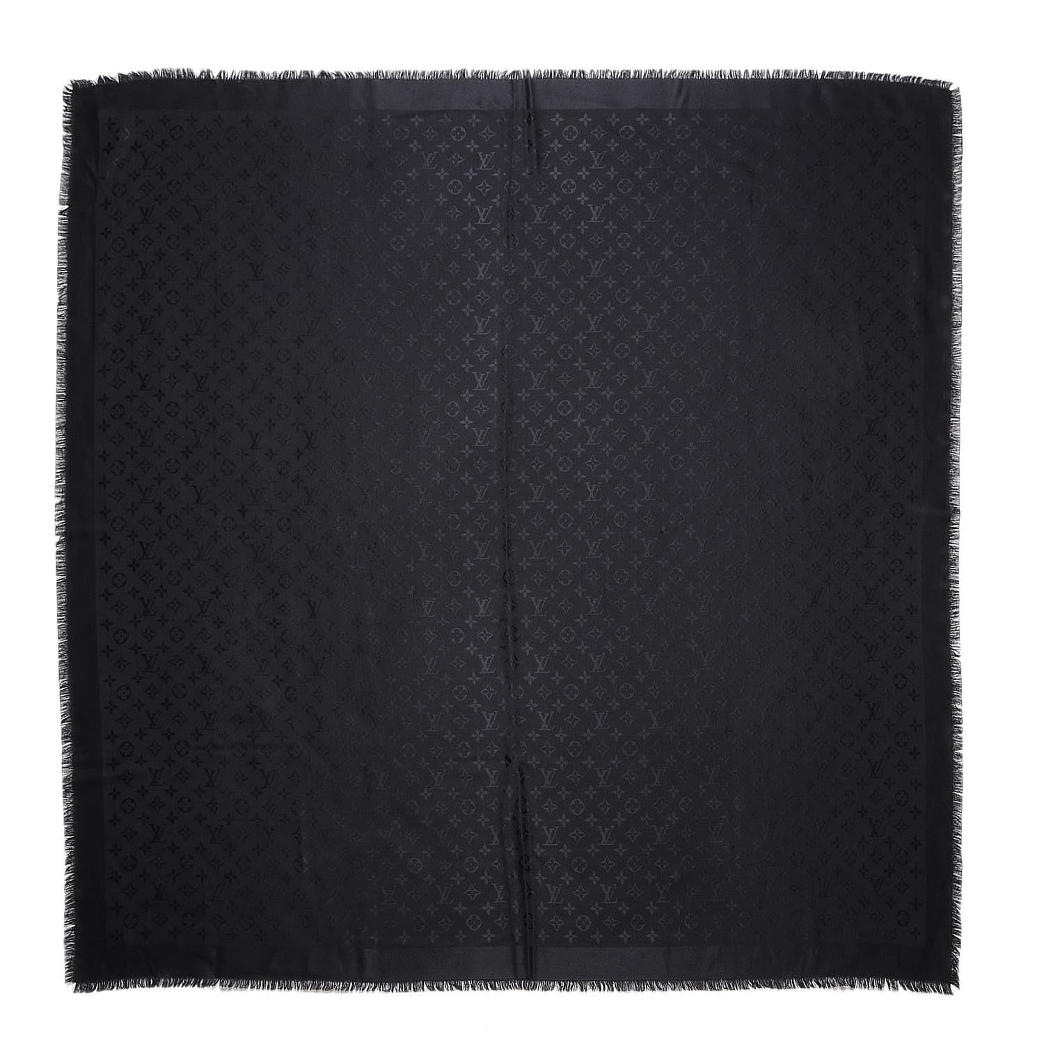 Louis Vuitton Silk Wool Monogram Shawl Black 1 of 5