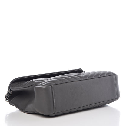Saint Laurent Sheepskin Matelasse Chevron Monogram Large College Satchel Dark Anthracite 4 of 7