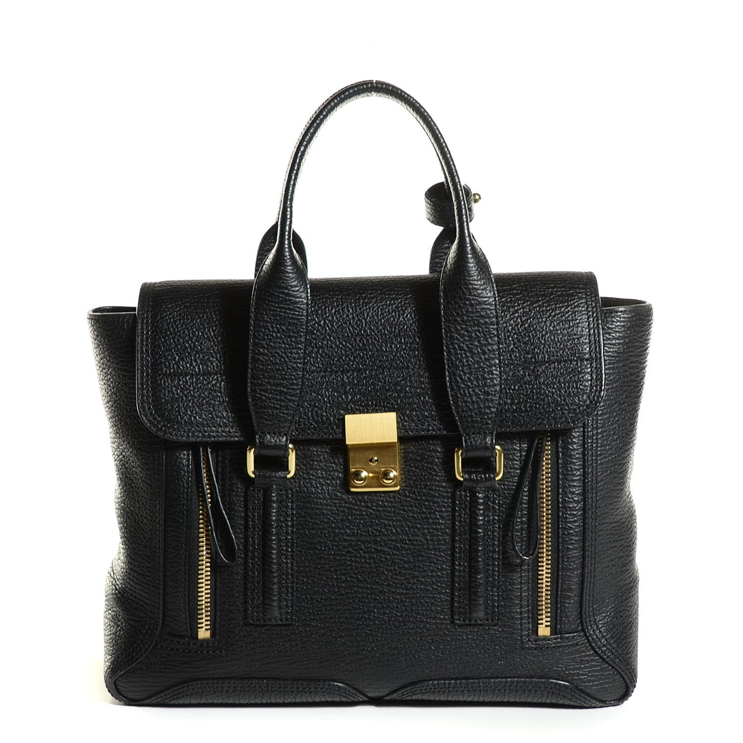 3.1 Textured Calfskin Medium Pashli Satchel Black