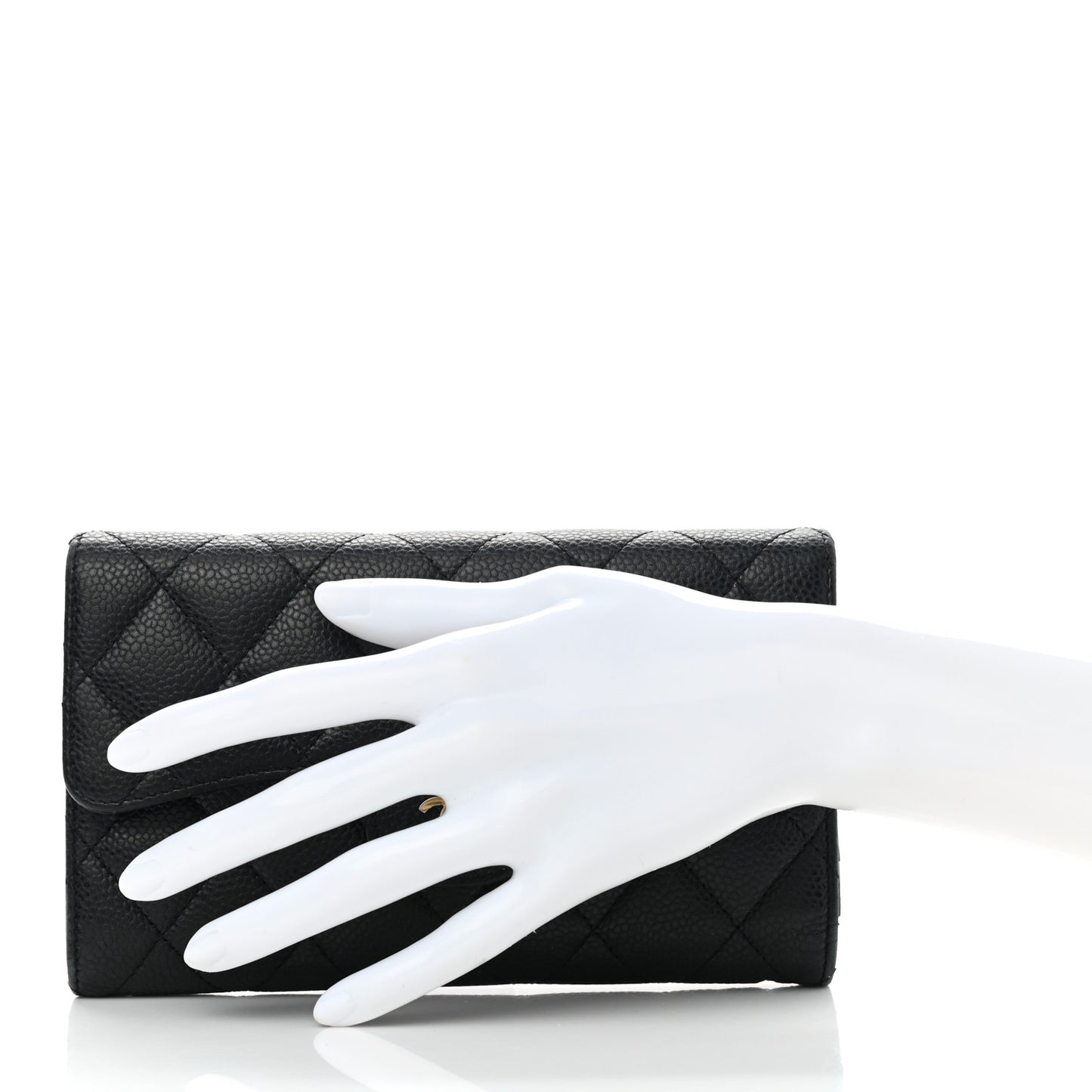 Caviar Quilted Large Flap Wallet Black