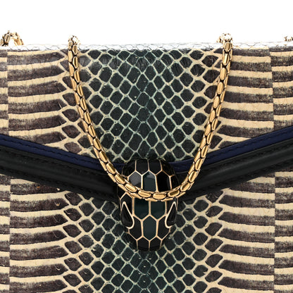 Bulgari Calfskin Snakeskin Serpenti Forever Crossbody Bag Blue Black Multicolor 7 of 12