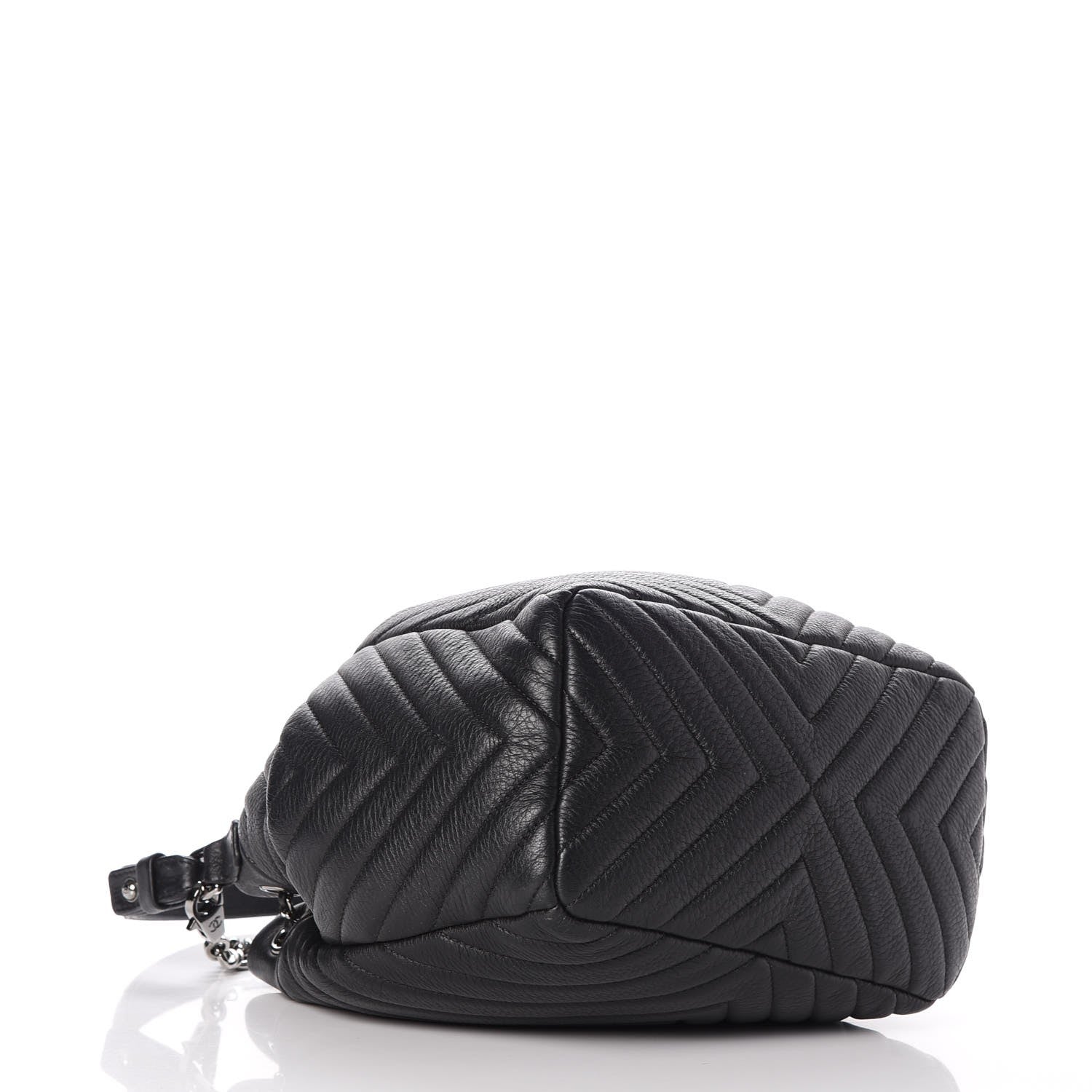 Chanel Deerskin Chevron Small CC Chain Bucket Bag Black 4 of 8
