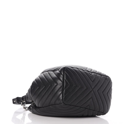 Chanel Deerskin Chevron Small CC Chain Bucket Bag Black 4 of 8