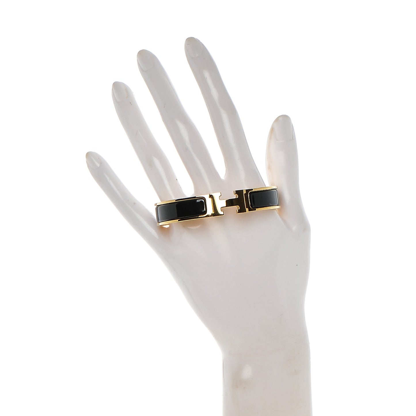 Enamel Narrow Clic Clac H Bracelet GM Black